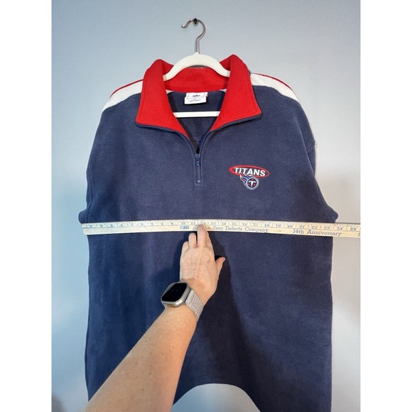 Y2K Tennessee Titans NFL Fleece 1/4 Zip Pullover Mens Large Blue Red Logo - Picture 13 of 14